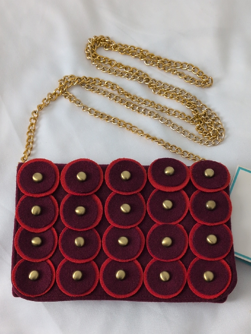 SHIRALEAH CHICAGO "Trixie" Wine Wool Felt Circle Crossbody Bag. NWT